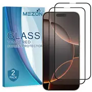 [2 Pack] Full Coverage Apple iPhone 16 Pro Max (6.9”) Tempered Glass Crystal Clear Premium 9H HD Screen Protector by MEZON (iPhone 16 Pro Max, 9H Full)