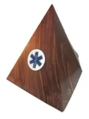 EMS EMERGENCY MEDICAL epoxy logo wood PYRAMID urn 80 cu.in. pet/part ashes