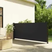 Retractable Side Awning Outdoor Privacy Screen Black 117x300 cm