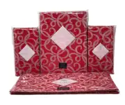 WATERFORD 17 PC Set Holiday Ribbon Red 70" x84" Tablecloth 8 Napkins 8 Placemats