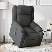 Stand Up Massage Recliner Chair for Elderly, Living Room Sofa, Dark Grey Fabric Reclinable Single Chairs, Adjustable, Space Saving, Modern, Padded Seat