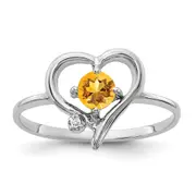 Solid 14k White Gold 4mm Simulated Citrine A CZ Ring