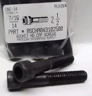 7/16-14x2-1/2 Hex Socket Head Cap Screws Alloy Steel Black (50)