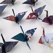 72Pcs Big Size 5.59" Permade Origami Paper Cranes Fold Origami Cranes Handmade DIY Bird Garlands for Wedding Party Birthday Baby Shower Bird Streamer Decorations