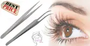 False EYELASH EXTENSION TWEEZER Curve|Straight Tip LASH Applicator x2 SET bg NEW
