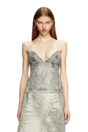 [Diesel] Diesel - Top in shiny coated denim - Tops - Woman - Grey M Grey