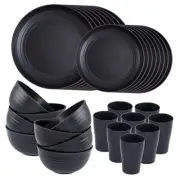 Wheat Straw Dinnerware Sets,Unbreakable Black Wheat Straw Dinnerware Sets