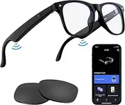 Anpress Smart Glasses with AI Translation for Men Women, 6.0 Bluetooth Music Glasses with Real-Time Translator for 164 Languages, Anti-Blue Light/UV400 Lenses, Open-Ear Clear Sound, Remote Photography