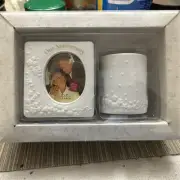 'Russ' White Ceramic Photo Frame and candle Our Anniversary Gift Set NEW