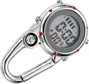 [OATIPHO] 1pc Stainless Steel Hook Carabiner Pocket Watch Compass Clip Watch Fob Outdoor Man Clips Modern Pocket Watch Chain Waterproof Pocket Watch Winders Digital Watch Clip-on Watch Red