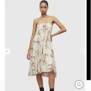 AllSaints Ellie Dorada Floral 2 in 1 Skirt Dress in Ecru White Size 10