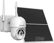 Solar Security Cameras Wireless Outdoor WiFi 2.4GHz [24/7 Record] with 20W Solar Panel, 20000mAh Battery,360°Pan Tilt, Spotlight Color Night Vision,2-Way Talk, Motion Detection,IP65 SL800-WIFI SOLIOM