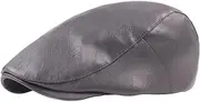 [Lifup] Men Women Newsboy Flat Cap PU Leather Gatsby Ivy Beret Cap, Grey 2, One Size