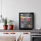 46L Bar Fridge Glass Door with Light Black Mini Fridge Beverage Cooler 6L-BK