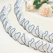 3 Yards Ruffled Pleated Lace Fabric Trim Pleated Chiffon Black and White Matching Dress Decoration Tulle Fabric Applique Trimming Craft Sewing DIY Craft Sewing Decoration (3 Yards, White)