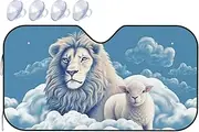 Lamb with A Lion On The Clouds Car Windshield Sun Shade Cover, Foldable Car Front Window Sunshade for Most Cars, Auto Sun Shield Heat Protector for Front Window Sun Visor Shield Medium
