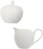 UTHCLO Ceramic Coffee Mug Sugar Kettle Set 2 Pieces Embossed Candy Container for Kitchen Tea Set