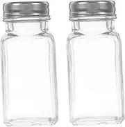 DECORNIJIA 2pcs Square Glass Spice Bottles Seasoning Jars for Salt Pepper and More Stylish Design for Home Kitchen Restaurant Use Space-Saving Storage