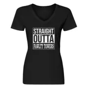 Womens Straight Outta Fawlty Towers V-Neck T-shirt #3675