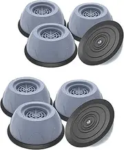 8Pcs Washer Dryer Anti Vibration Pads with Suction Cup Feet, Fridge Washing Machine Leveling Feet Anti Walk Pads, Shock Absorber &Moisture Proof Bathroom Grey