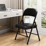 Hbluefat Upholstered Folding Chair,Portablemetal Event Chair for Home Cafe Office Camping Comfort Backrest Padded Dining Seat（Black）