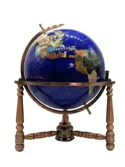 LIMITED EDITION 19-Inch Tall Blue Pearl Ocean Table Top Gemstone World Globe