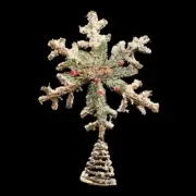 New! The Christmas Shoppe Large Flocked Star Tree Topper•Berries•Snow•Branches