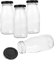 CATIEBYE Glass Milk Containers 250ml Small Bottle Lid Leakproof Reusable for Drinks Yogurt