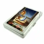 Celestial Whimsy Sun & Moon C5 Cigarette Case w/Built in Lighter Metal Wallet