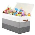 Toy Box Storage Chest with Divider, Large Sturdy Toy Bin Gradient Grey