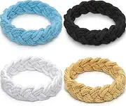 [Yinkin] 4 Pieces Sailor Knot Bracelet Nautical Rope Cotton Bracelet Large Braided Bracelet White Black Blue Brown Fisherman Bracelet for Men Women Handmade Woven Friendship Bracelets Nautical Jewelry Set, Cotton, Agate