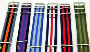 168錶帶配件~20mmNylon Watch Strap尼龍NATO zulu G10四環時尚軍用錶帶 timex