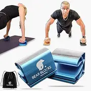 Bear Blocks Pushup Bars - Safe Push Up Bars - Strength training Pushup Stands Perfect for Home Gym & Traveling Fitness - Lightweight, Non-Slip Bodyweight Training Workouts Blocks