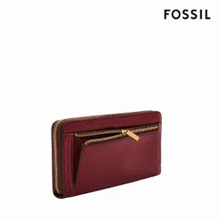 【FOSSIL 官方旗艦館】Logan 多夾層真皮拉鍊長夾-紅木色漆皮 SL10016631(母親節)