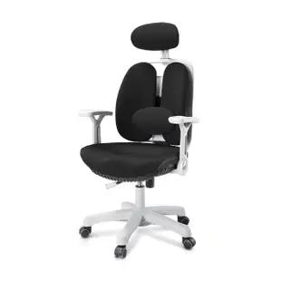 【DonQuiXoTe】韓國原裝Grandeur_white雙背透氣坐墊人體工學椅黑(人體工學椅)