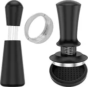 Coffee Tamper Set 51mm Espresso Accessories Kit, Stainless Steel Spring Loaded Calibrated Adjustable Fits Espresso Coffee Machines and 51 mm Portafilters