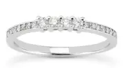 14k White Gold Diamond Wedding Ring Band with Prong and Pave Set Diamonds