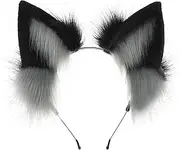 [Havloria] Handmade Wolf Fox Ears,Cute Plush Faux Fur Wolf Ears Headband,Adjustable Furry Accessory for Everyday Wear and Costumes