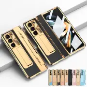 Hinge Flip Case for Samsung Z Fold 6 5 4 3 5G Stand Cover With Screen Protector