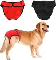 NACOCO 2 Pack Female Dog Diapers for Small Medium and Large Dogs, Adjustable and Leakproof Doggie Sanitary Panties, The Harassment of Pants and Safety Pants, Black&Red (XL)
