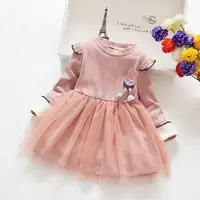 在飛比找樂天市場購物網優惠-女童洋裝 粉兔子翻袖紗裙連身衣女孩連衣裙 荷花袖紗紗洋裝 8