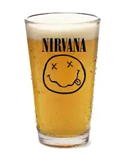 Nirvana - Rock and Roll Grunge - 16oz Pint Beer Glass Pub Barware Cocktail Tea