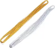 Vaguelly Bundles Gold Silver DIY Jewelry Label Tag Cord Metallic Tinsel String for Craft Making Special Tag Hanging Line for Ornaments Decorations Gold Silver