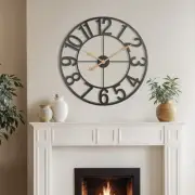Large Black Wall Clock, Modern 18 Inch Battery Operated Wall Clocks, Silent