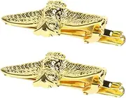 [OATIPHO] Men's Elegant Gold Tie Clip Unique Animal Design Tie Tie Prime for Business Men's Jewelry 2pcs Set Shark and Owl