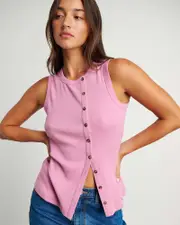 [Jag] Jag Women's Celina Asymmetric Vest In Terrarose Pink Size 12 12 Pink