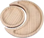 Wooden Crystal Display Tray Compact Moon Round Crystal Holder for Jewelry and Trinket Organization, Pine WoodMoon Storage Tray Set