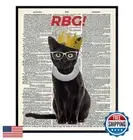 Ruth Bader Ginsburg Cat Wall Art Print - Funny RBG Cat Wall Decor - Upcycled