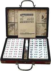 Kcolly Chinese Numbered Mahjong Set 144 Tiles Mah-Jong Set Portable Chinese Toy with Box