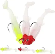 BESPORTBLE Glow-in-The-Dark Bass Fishing Lures 6pcs Soft Lures Set Freshwater Kit Night Fishing Tackle